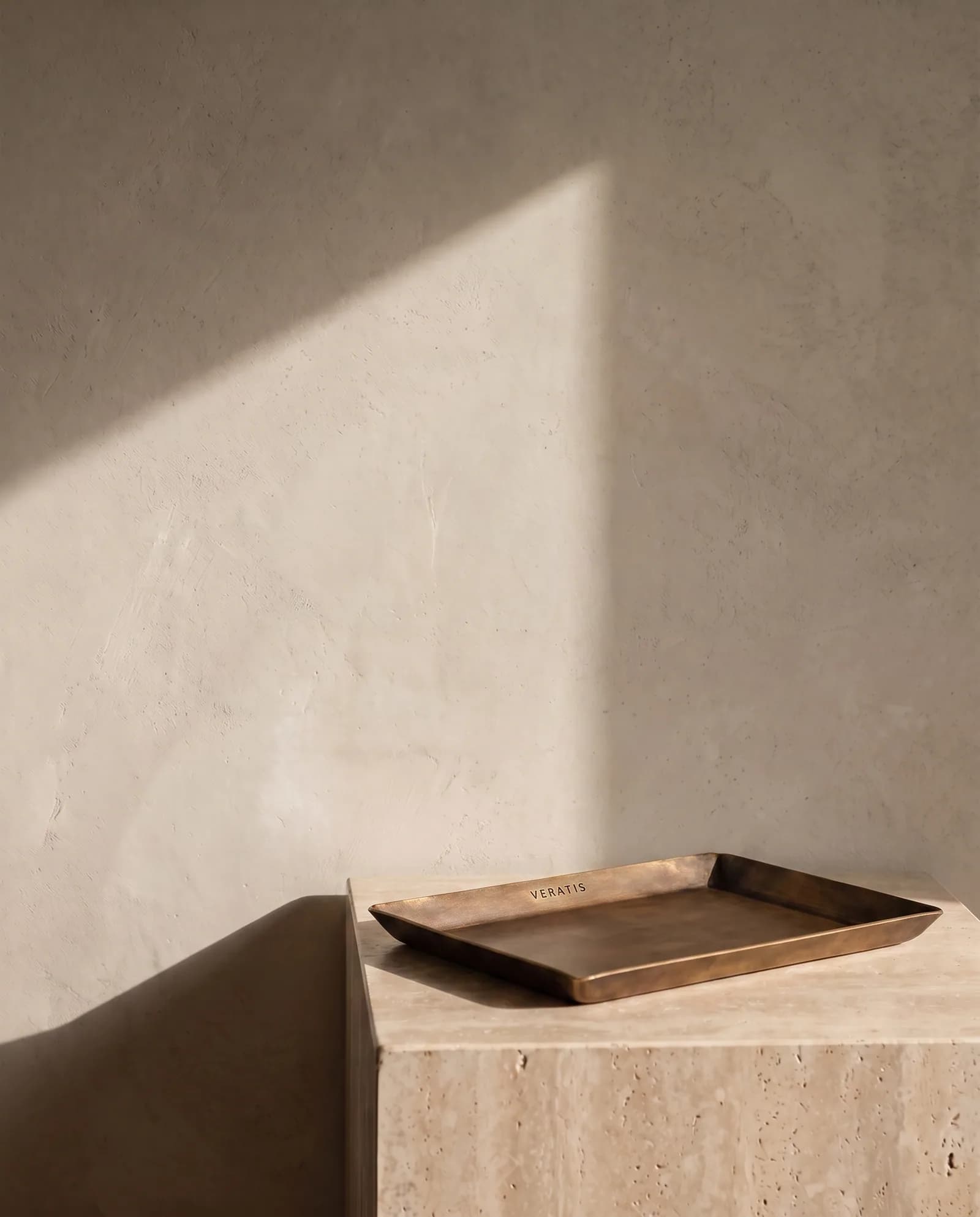 Brass Catchall Tray — 22 × 14 cm tray with a folded lip