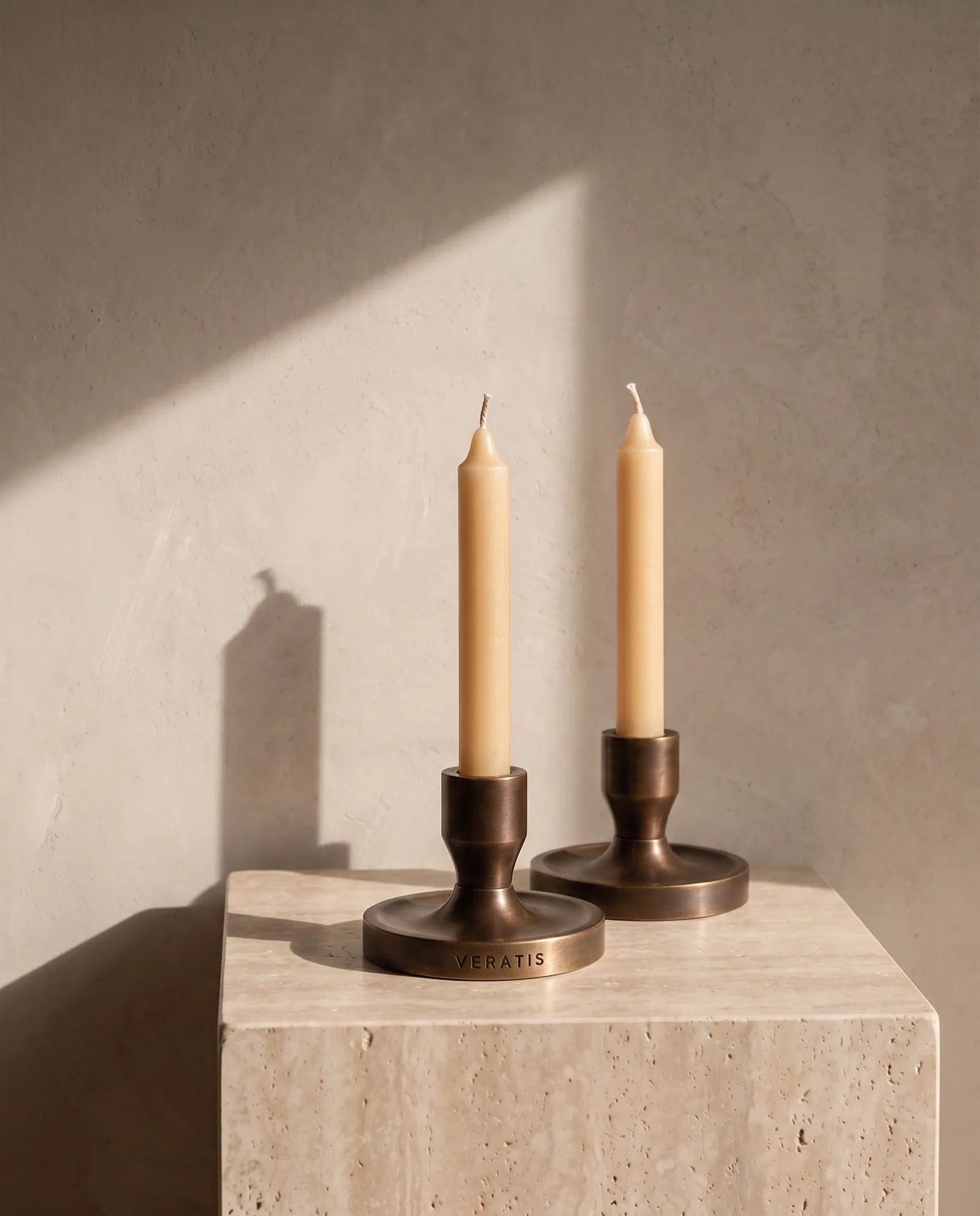 Brass Taper Holders — Pair, turned from solid brass, unlacquered