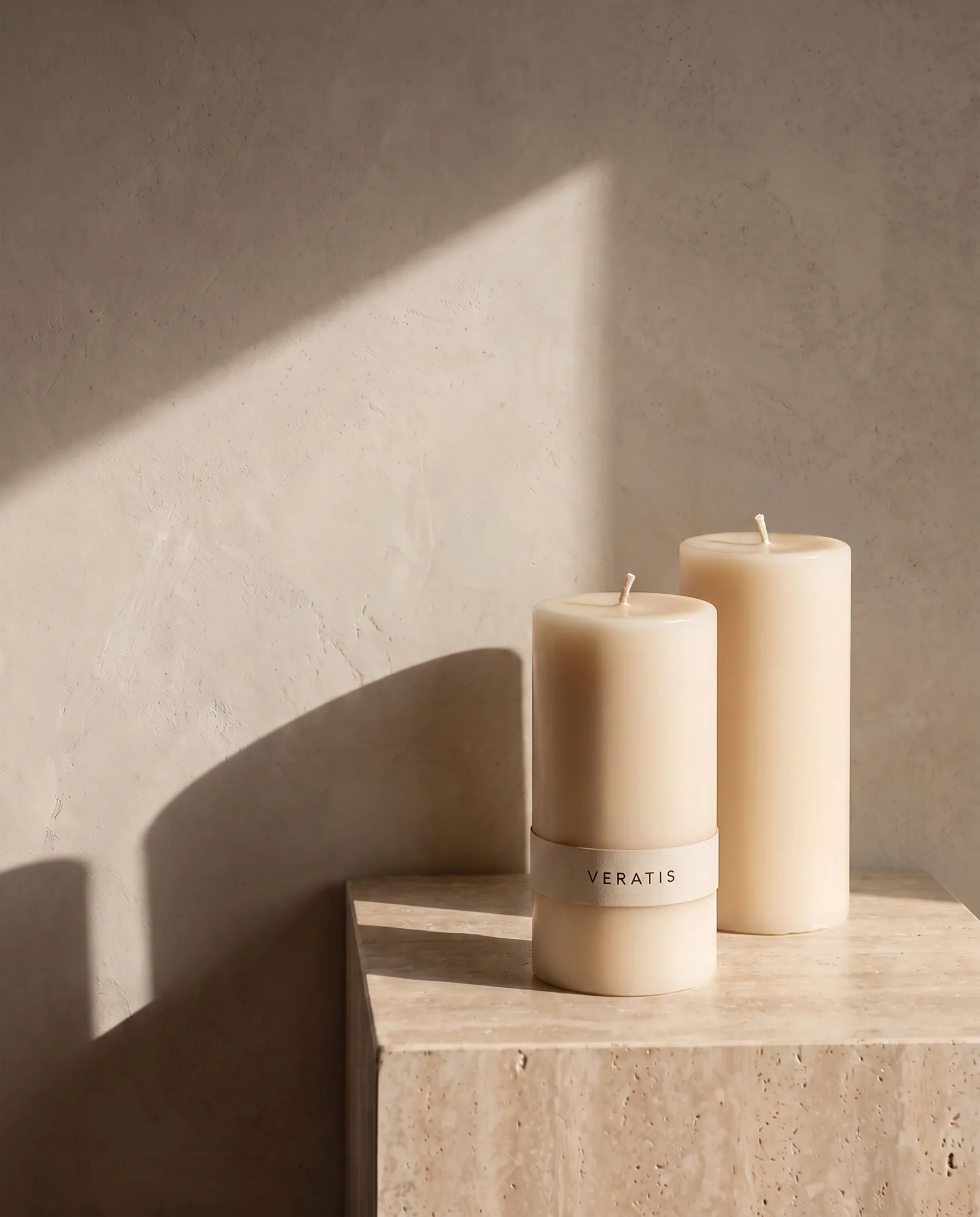 Pillar Candles — Pair of unscented pillars, roughly 40 hours each